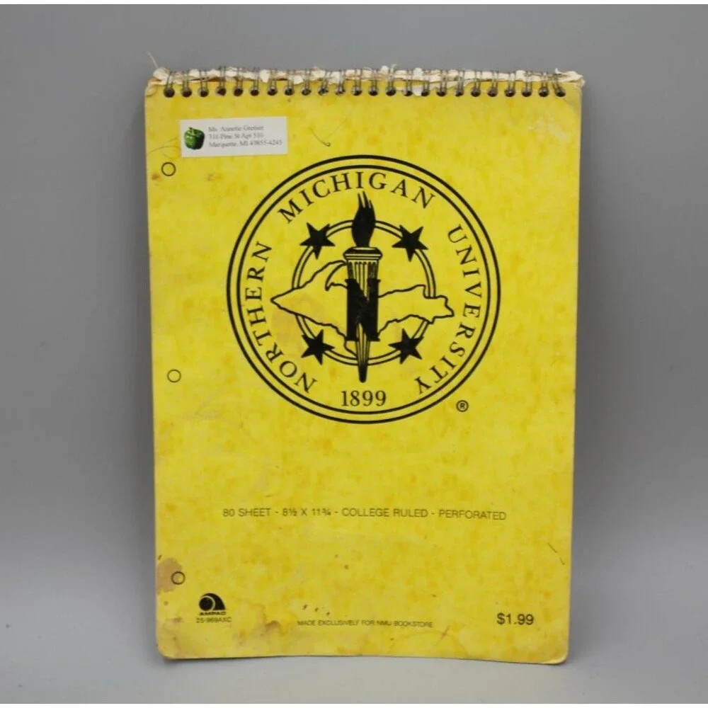 Northern Michigan University Notebook Vintage Yellow Ampad Top College Ruled
